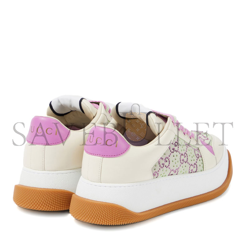 GUCCI SCREENER GG CRYSTAL LEATHER SNEAKERS 